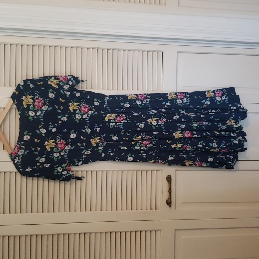 GAP x Sarah Jessica Parker Blue Floral Spring Midi Dress Size M - Picture 3 of 6